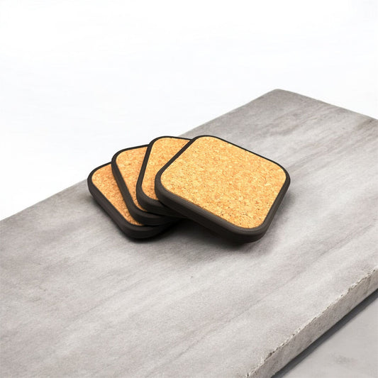 Modern Coaster Set with Cork Inserts | Minimalist Custom Drink Coasters