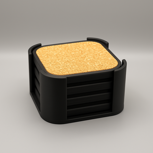 Modern Coaster Set with Cork Inserts | Minimalist Custom Drink Coasters